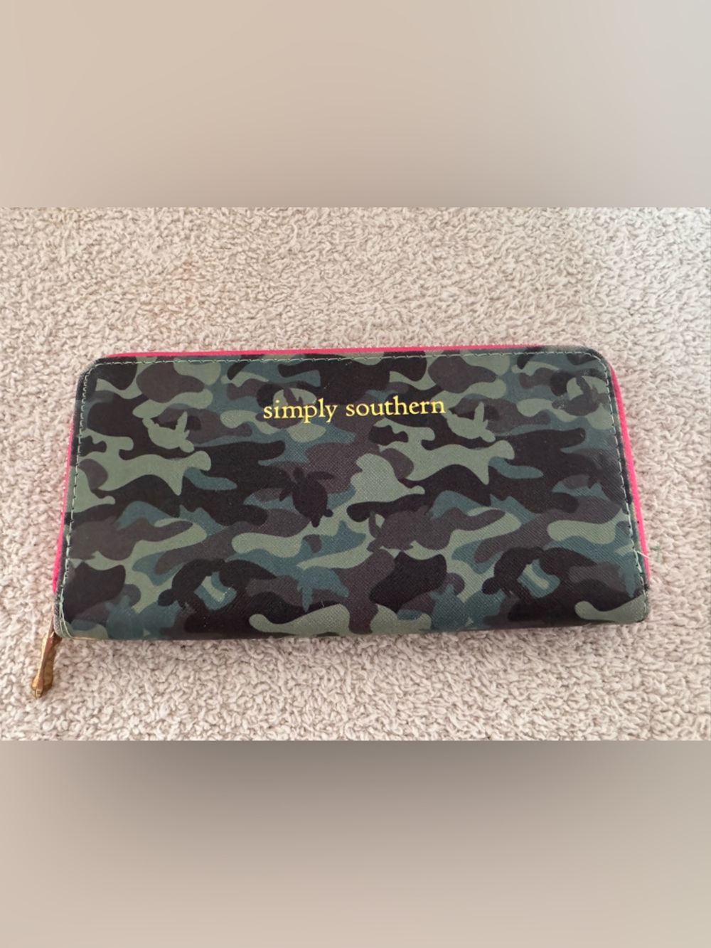 Simply Southern Green Camo Wallet  with Pink Trim